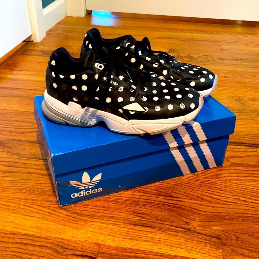 Polka dot adidas sneakers